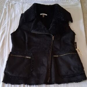 New Faux Fur DKNY Black Women's Vest